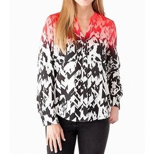 Calvin Klein Red Ombre Long Sleeve Blouse Sz XL